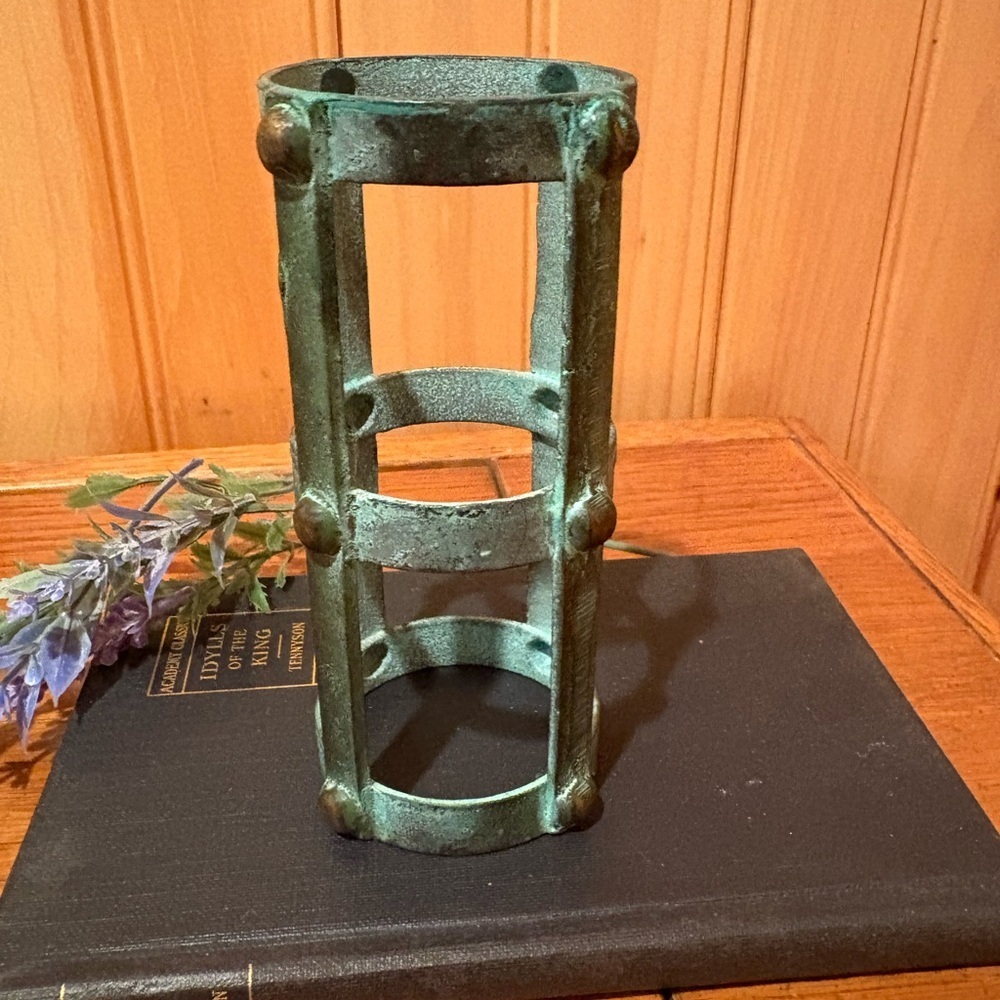 Nautical Metal Votive Candle Holder with a rustic Patina